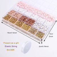 Thumbnail for Golden Beads Pink White Clay Beads Kit For DIY jwellery Making Clay Beads Bracelet Kit Friendship Bracelet Making Kit