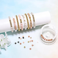 Thumbnail for Golden Beads Pink White Clay Beads Kit For DIY jwellery Making Clay Beads Bracelet Kit Friendship Bracelet Making Kit