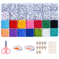 Thumbnail for 28 Grids 3mm 4500pcs Acrylic Seed Beads Craft Kit with A-Z Letter Beads For Jewellery Making