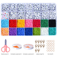Thumbnail for 28 Grids 3mm 4500pcs Acrylic Seed Beads Craft Kit with A-Z Letter Beads For Jewellery Making