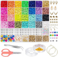 Thumbnail for 28 Colors 6380pcs 6mm Flat Round Heishi Polymer Clay Jewelry Making Kit Bead Smiley Face Beads Set