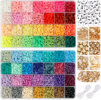 Thumbnail for 56 Colors 14420pcs 6mm Polymer Clay Beads Heishi Flat Round Clay Bead DIY Jewelry Making Kit