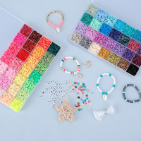 Thumbnail for 56 Colors 14420pcs 6mm Polymer Clay Beads Heishi Flat Round Clay Bead DIY Jewelry Making Kit