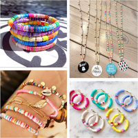 Thumbnail for 56 Colors 14420pcs 6mm Polymer Clay Beads Heishi Flat Round Clay Bead DIY Jewelry Making Kit