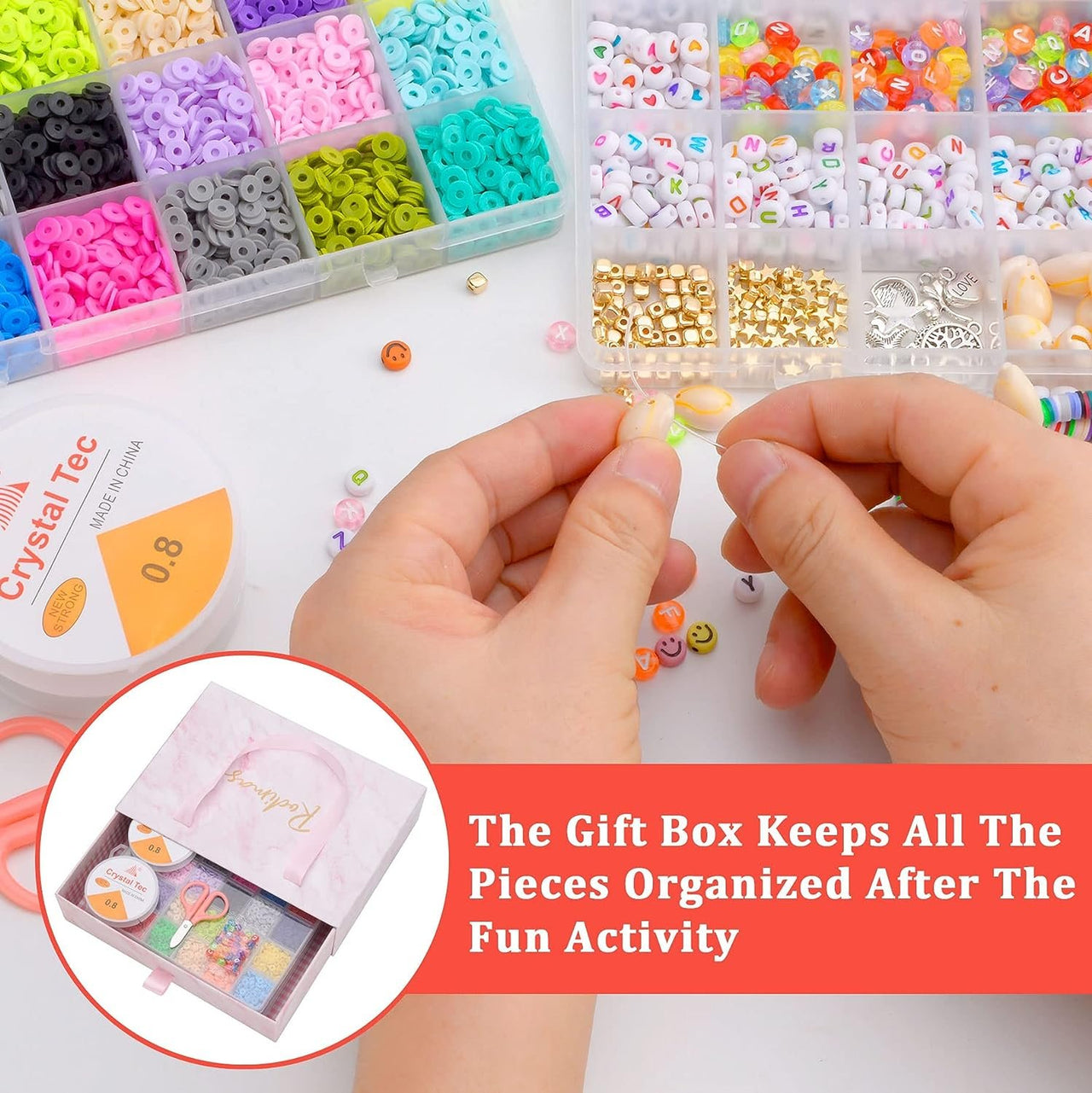 6000pcs Polymer Clay Beads Set 24 Colors Clay Round Disc Spacer Heishi Beads Jewelry Making Kit
