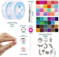 Thumbnail for Heishi Alphabet Bead with Charm Pendant Set 48 Colors 35000pcs 2mm Glass Seed Beads Jewelry Making Kit