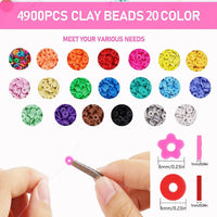 Thumbnail for 20 Colours 5300pcs Clay Heishi Beads Jewellery Making Kit Smiley Face Clay Flat Beads
