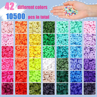 Thumbnail for 42 Colors 10500pcs Clay Beads Round Flat Beads Kit Professional Quality Polymer Clay Heishi Disc Beads Jewelry Making Kit