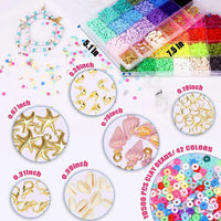Thumbnail for 42 Colors 10500pcs Clay Beads Round Flat Beads Kit Professional Quality Polymer Clay Heishi Disc Beads Jewelry Making Kit