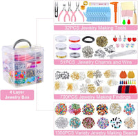 Thumbnail for 4-layer 2880Pcs Beads Charms Findings Beading Wire Kit For DIY Bracelets Necklace Earrings Deluxe Jewelry Making Supplies Kit