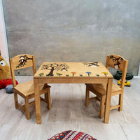 Thumbnail for Monkey Land Kids Wooden Table and Chairs Set