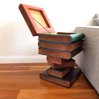 Thumbnail for Side Table Corner Table Raintree Wood Book Stack Design w Storage Compartment