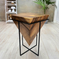 Thumbnail for Pyramid Side Table/Corner Stool/Plant Stand Raintree Wood Natural Finish