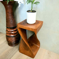 Thumbnail for The Twist Raintree Wood Side Table/Corner Table/Planet Stand NB Finish