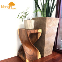 Thumbnail for The Twist Raintree Wood Side Table/Corner Table/Planet Stand Clear Finish