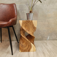 Thumbnail for The Twist Raintree Wood Side Table/Corner Table/Planet Stand Clear Finish