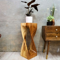 Thumbnail for Twisted Stool 76cm Raintree Wood Side Table/Corner Table/Bar stool Clear Finish