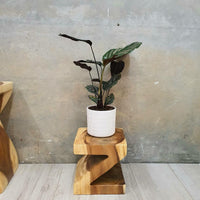 Thumbnail for Z Shape 25cm Plant Stand/Stool/Side Table/Corner Table Raintree Wood