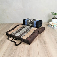 Thumbnail for Foldable Meditation Cushion Brown + Seating Block Set BRWBlueEle