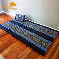 Thumbnail for King Single Size Foldable Mattress Kapok Filled Camping Matt BlueEle