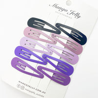 Thumbnail for MANGO JELLY Everyday Snap Hair Clips (5cm) - Purple - Three Pack