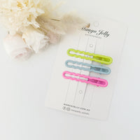 Thumbnail for MANGO JELLY Gloss Glaze Wavy Hair Clips - Neon - Twin Pack
