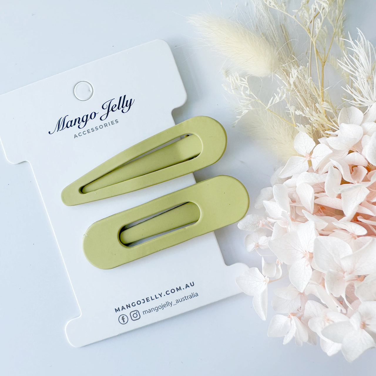 MANGO JELLY Large Pastel Coated Hair Clips - Avocado - One Pack