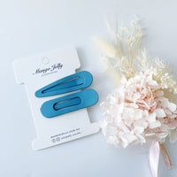 Thumbnail for MANGO JELLY Large Pastel Coated Hair Clips -Blue - Twin Pack