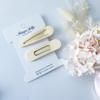 Thumbnail for MANGO JELLY Large Pastel Coated Hair Clips - Cream - Twin Pack