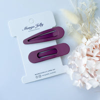 Thumbnail for MANGO JELLY Large Pastel Coated Hair Clips - Deep Purple - Twin Pack