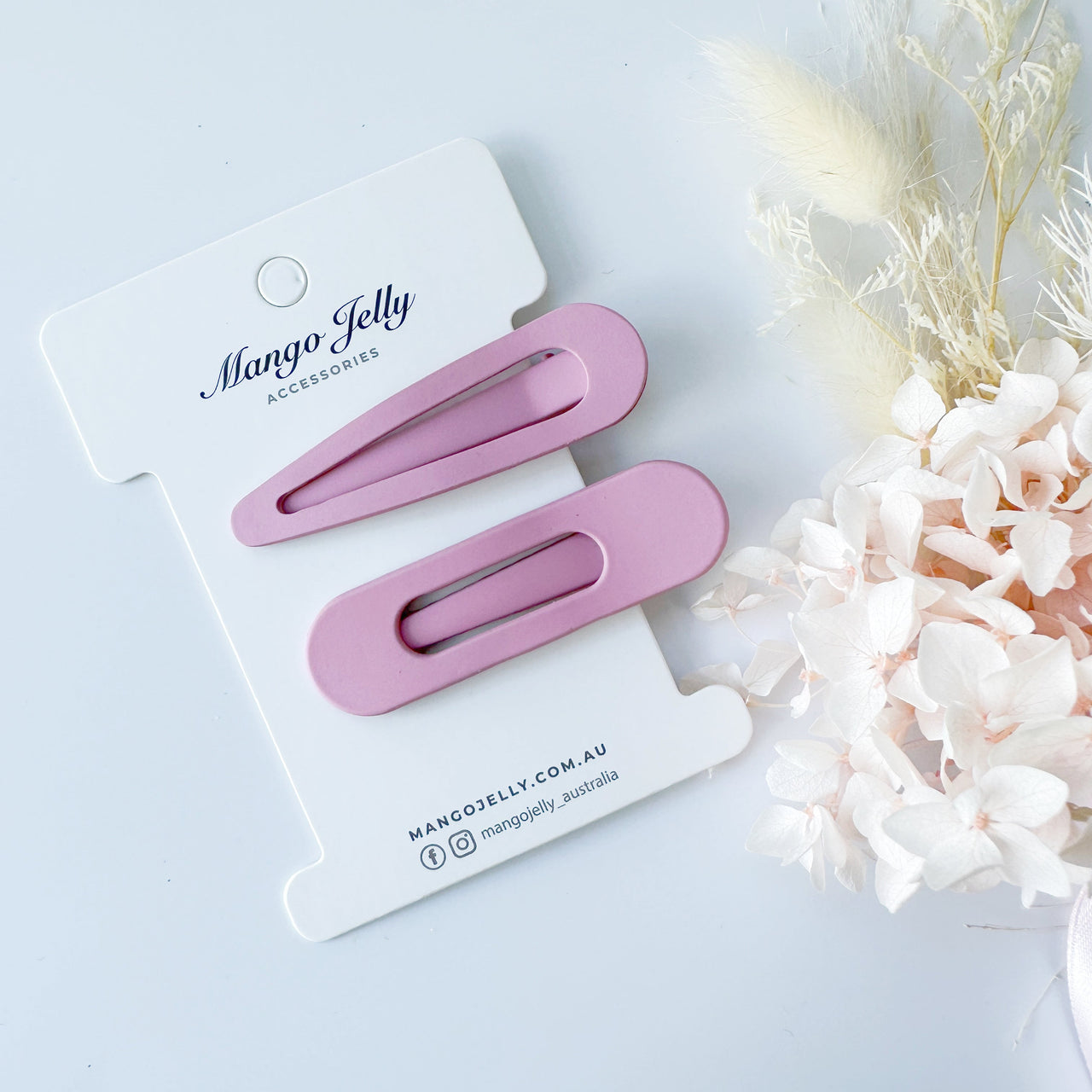 MANGO JELLY Large Pastel Coated Hair Clips - Pink - Twin Pack