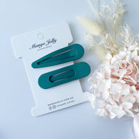 Thumbnail for MANGO JELLY Large Pastel Coated Hair Clips - Teal - One Pack