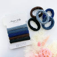 Thumbnail for MANGO JELLY Metal Free Textured Hair ties 4cm (Thick) - Blue-Twin Pack