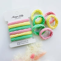 Thumbnail for MANGO JELLY Metal Free Textured Hair ties 4cm (Thick) - Pastel-Twin Pack