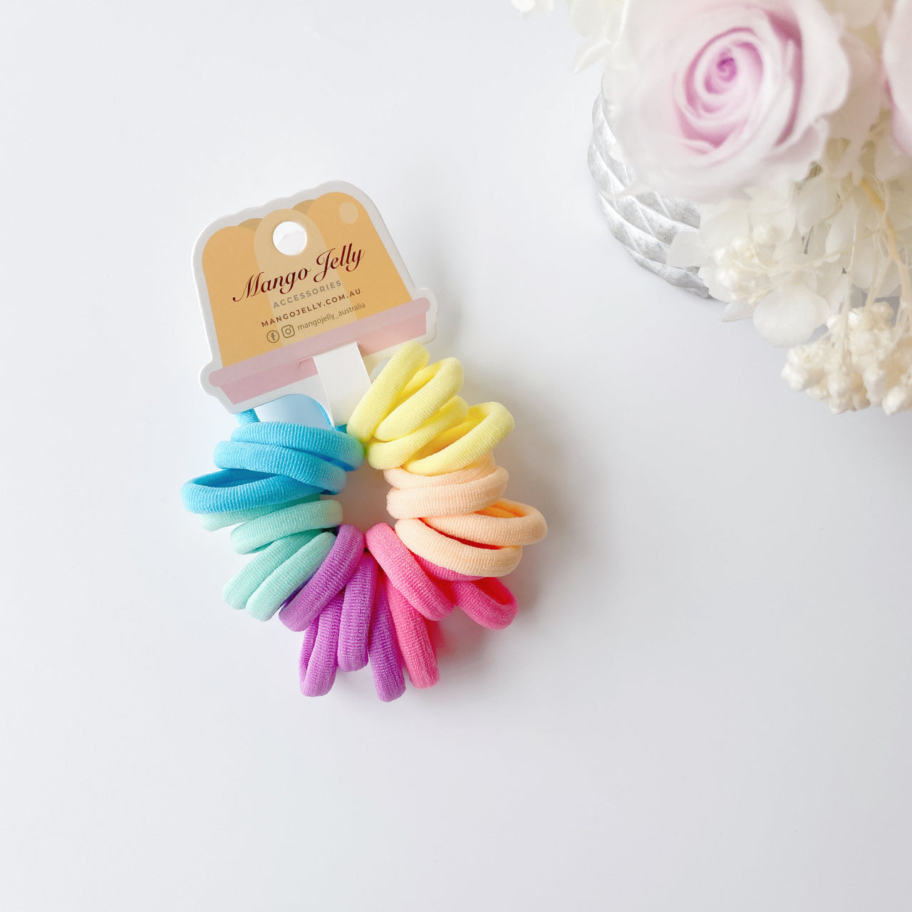 MANGO JELLY Metal Free Hair Ties (3cm) - Classic Pastel 24P - One Pack