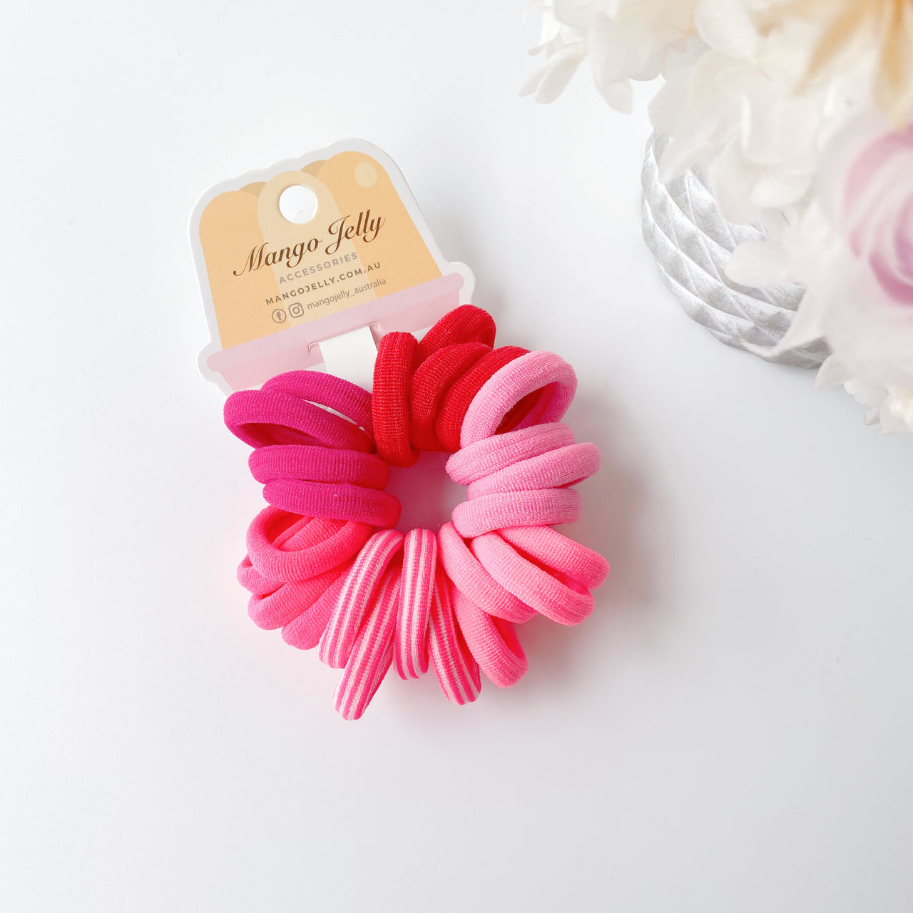 MANGO JELLY Metal Free Hair Ties (3cm) - Just Pink 24P -Twin Pack