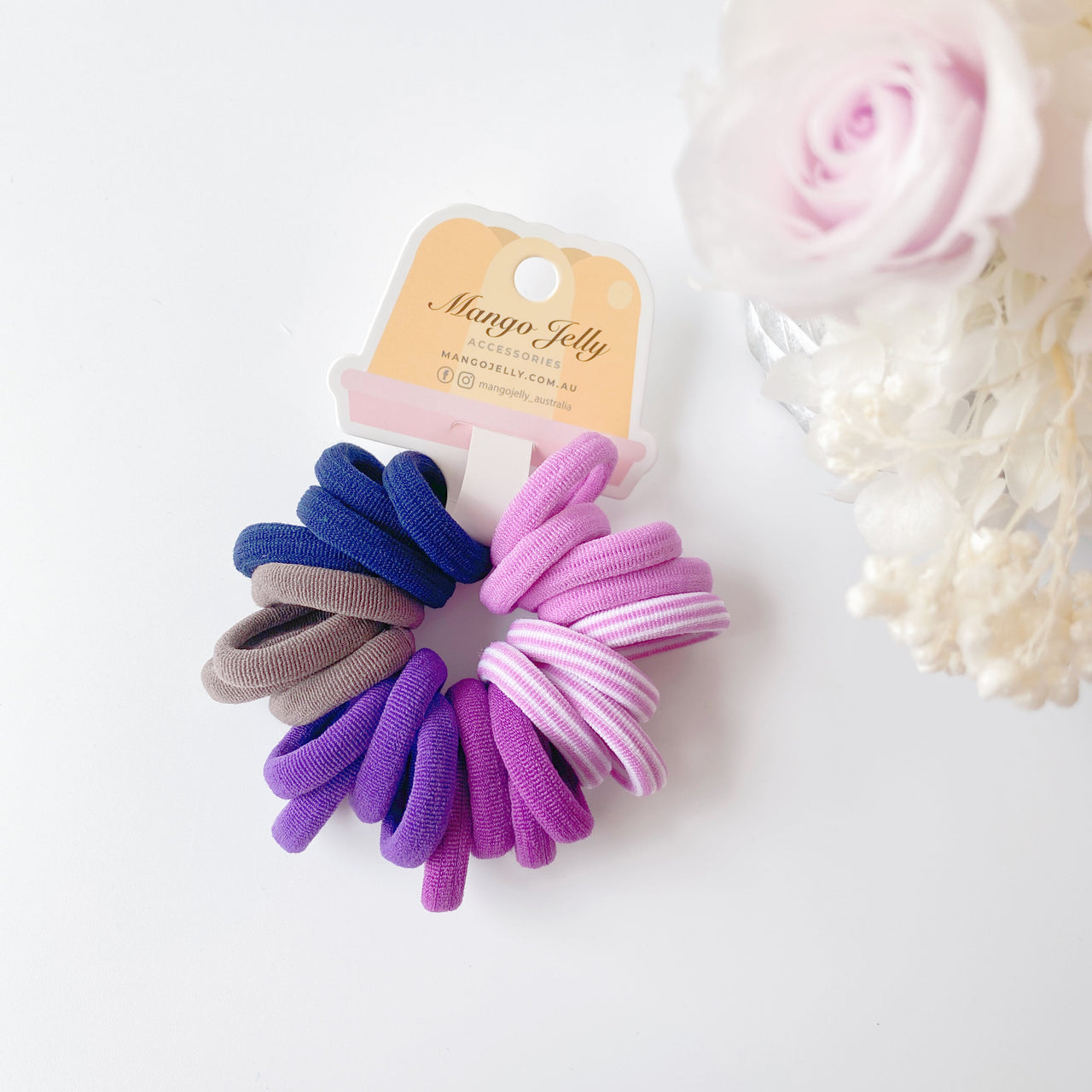 MANGO JELLY Metal Free Hair Ties (3cm) - Magic Purple 24P - Six Pack