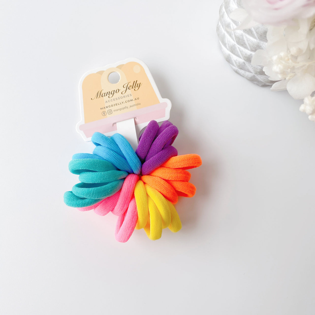 MANGO JELLY Metal Free Hair Ties (3cm) - Colour Wheel 24P - Six Pack