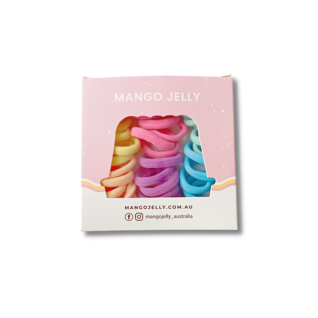 MANGO JELLY Metal Free Hair Ties (3cm) - Classic Pastel 36P - One Pack