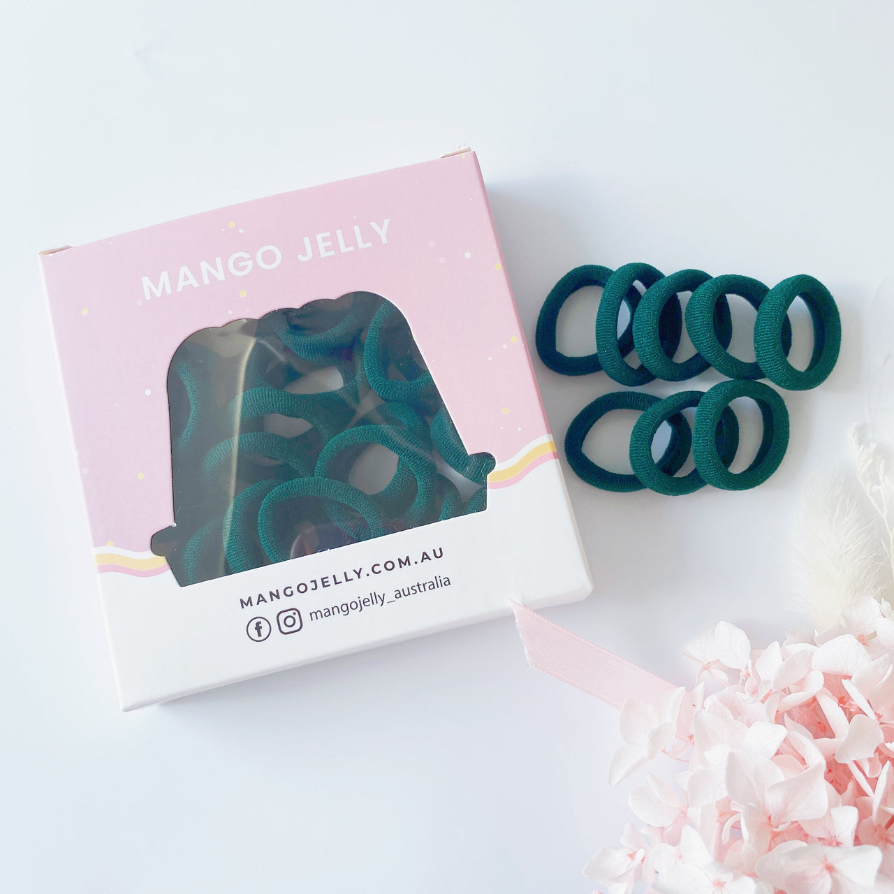 MANGO JELLY Metal Free Hair Ties (3cm) - School Colour Bottle Green 36P - Three Pack