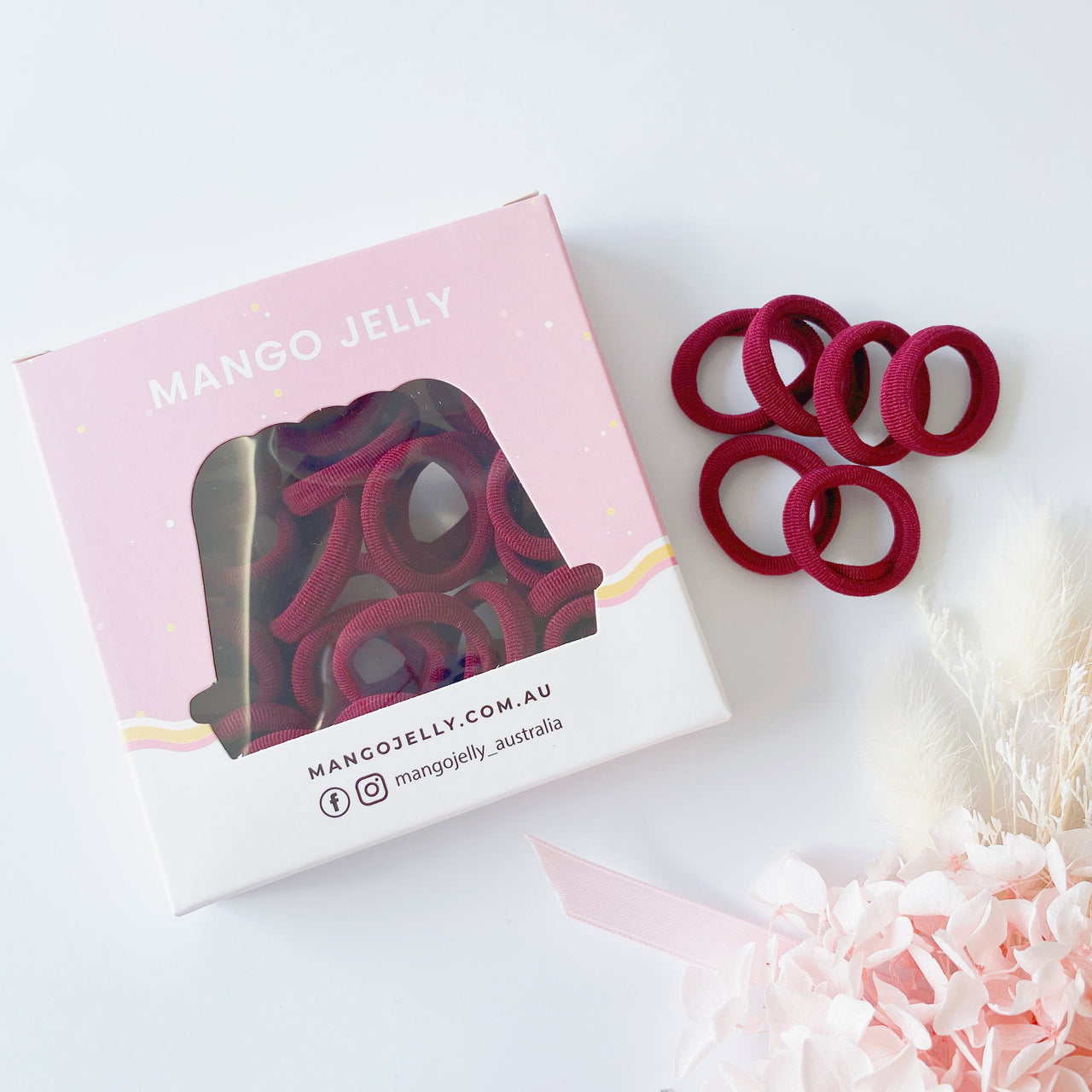 MANGO JELLY Metal Free Hair Ties (3cm) - School Colour Maroon 36P - Six Pack