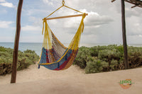 Thumbnail for Mayan Legacy Extra Large Outdoor Cotton Mexican Hammock Chair in Confeti Colour