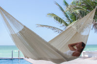 Thumbnail for Mayan Legacy King Size Super Nylon Mexican Hammock in Cream Colour