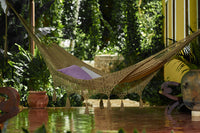 Thumbnail for Outdoor undercover cotton Mayan Legacy hammock with hand crocheted tassels King Size Cedar