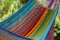 Thumbnail for Outdoor undercover cotton Mayan Legacy hammock with hand crocheted tassels King Size Colorina