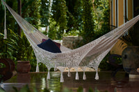 Thumbnail for Outdoor undercover cotton Mayan Legacy hammock with hand crocheted tassels King Size Marble