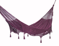 Thumbnail for Outdoor undercover cotton Mayan Legacy hammock with hand crocheted tassels Queen Size Maroon