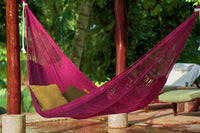 Thumbnail for Outdoor undercover cotton Mayan Legacy hammock King size Mexican Pink