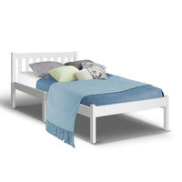 Thumbnail for Artiss Bed Frame Single Size Wooden White SOFIE