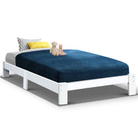 Thumbnail for Artiss Bed Frame Single Size Wooden White JADE